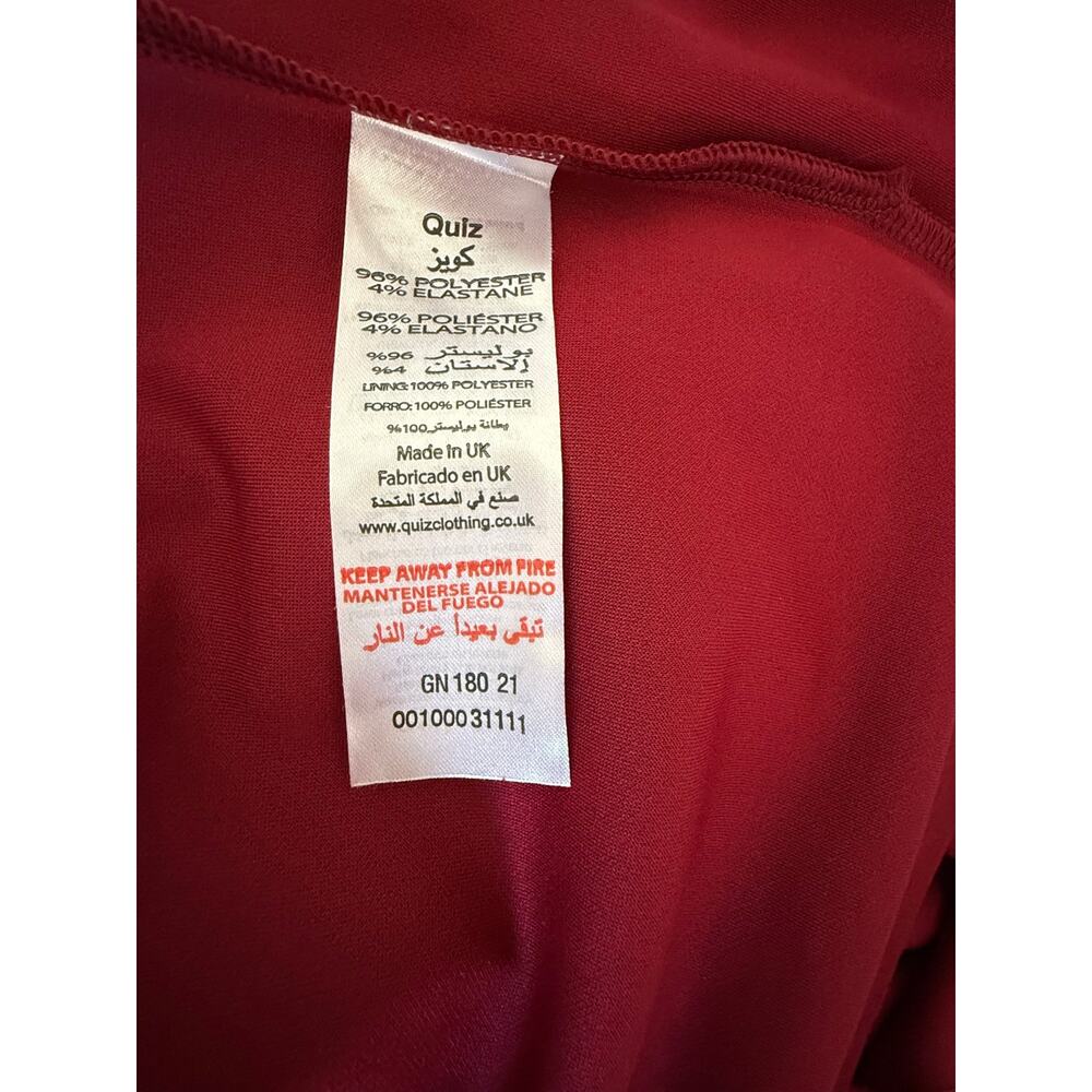 Quiz Wine Cap Sleeve Crepe Tiered Dress 4 NWT - Picture 6 of 6